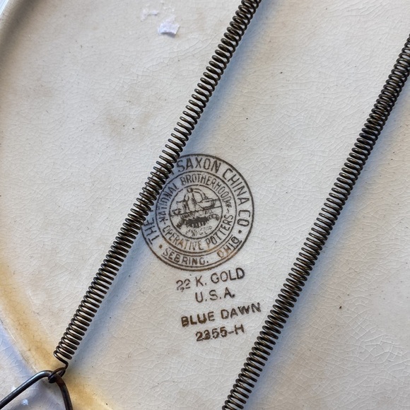 Vintage French Saxon China dinner plates 22k gold blue dawn cottagecore 2 plates - Picture 9 of 9